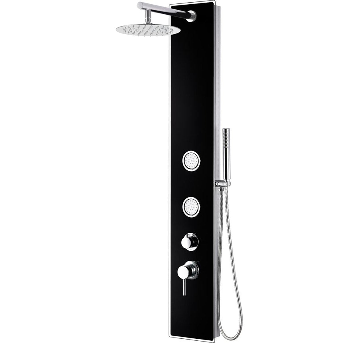 ALFI, ALFI Brand ABSP55B Black Glass Shower Panel with 2 Body Sprays and Rain Shower