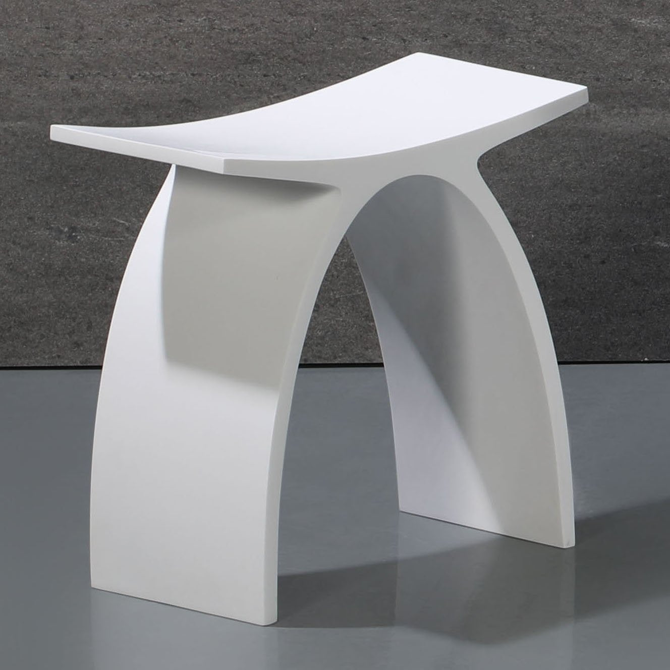 ALFI, ALFI Brand ABST77 Arched White Matte Solid Surface Resin Bathroom/Shower Stool