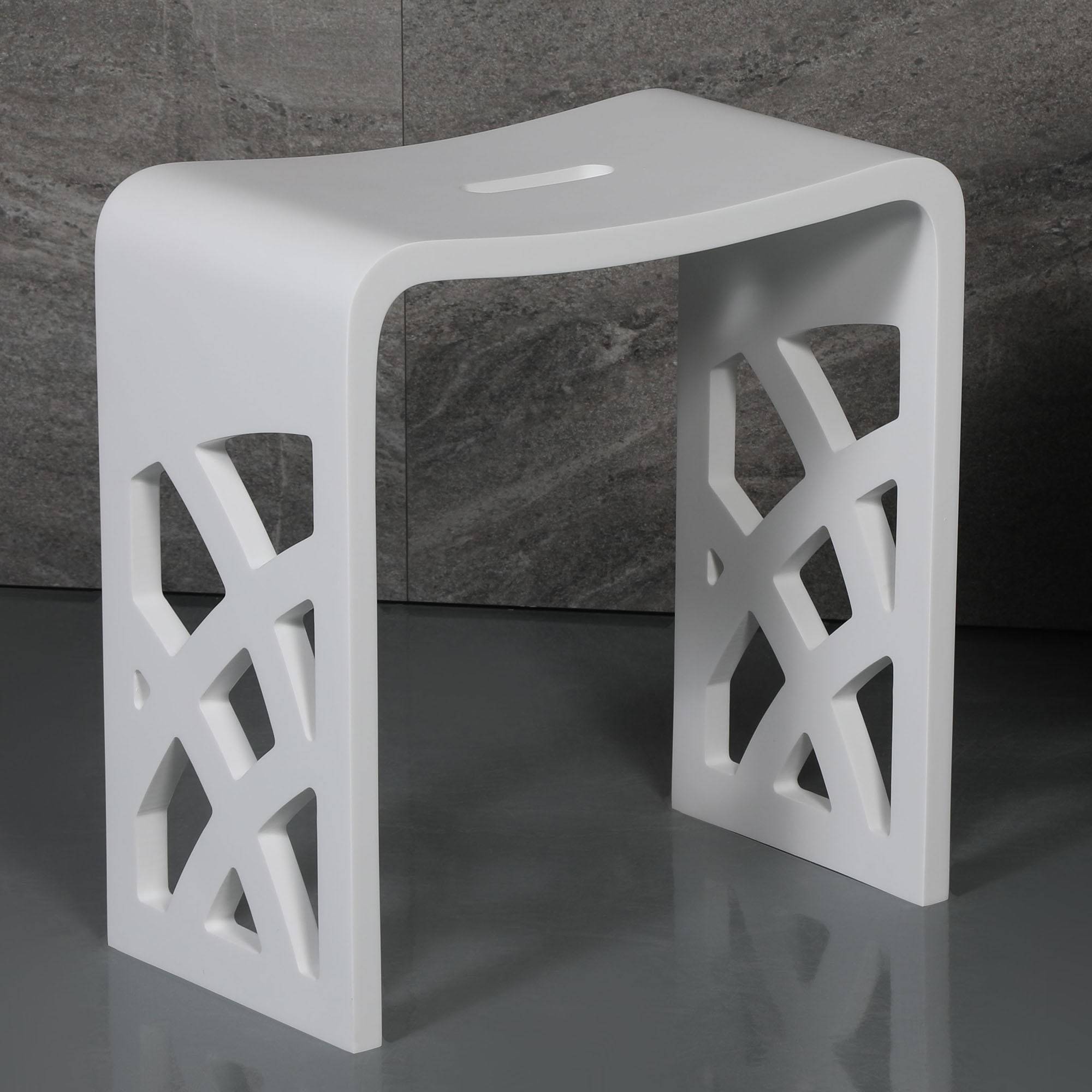 ALFI, ALFI Brand ABST88 Designer White Matte Solid Surface Resin Bathroom/Shower Stool