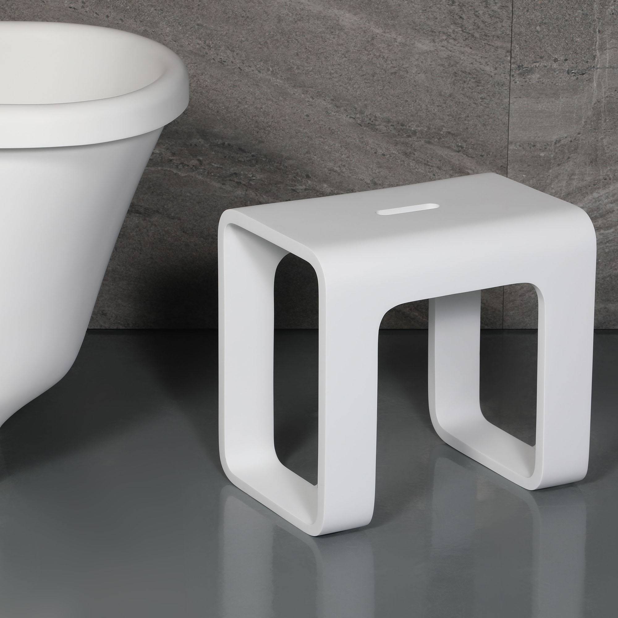 ALFI, ALFI Brand ABST99 White Matte Solid Surface Resin Bathroom/Shower Stool