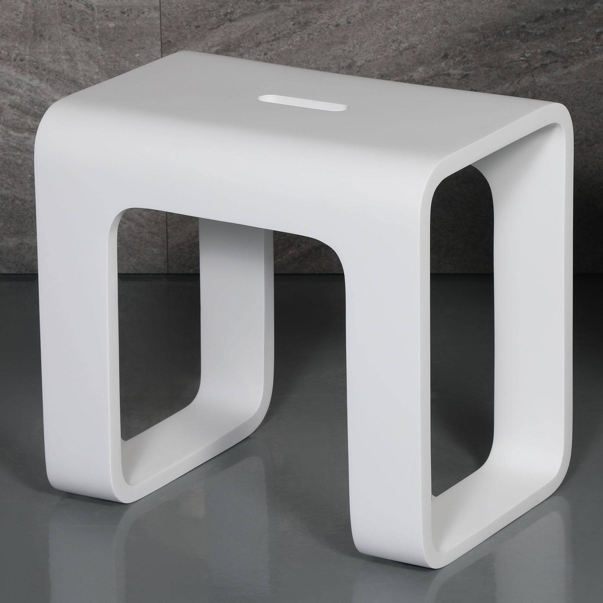 ALFI, ALFI Brand ABST99 White Matte Solid Surface Resin Bathroom/Shower Stool