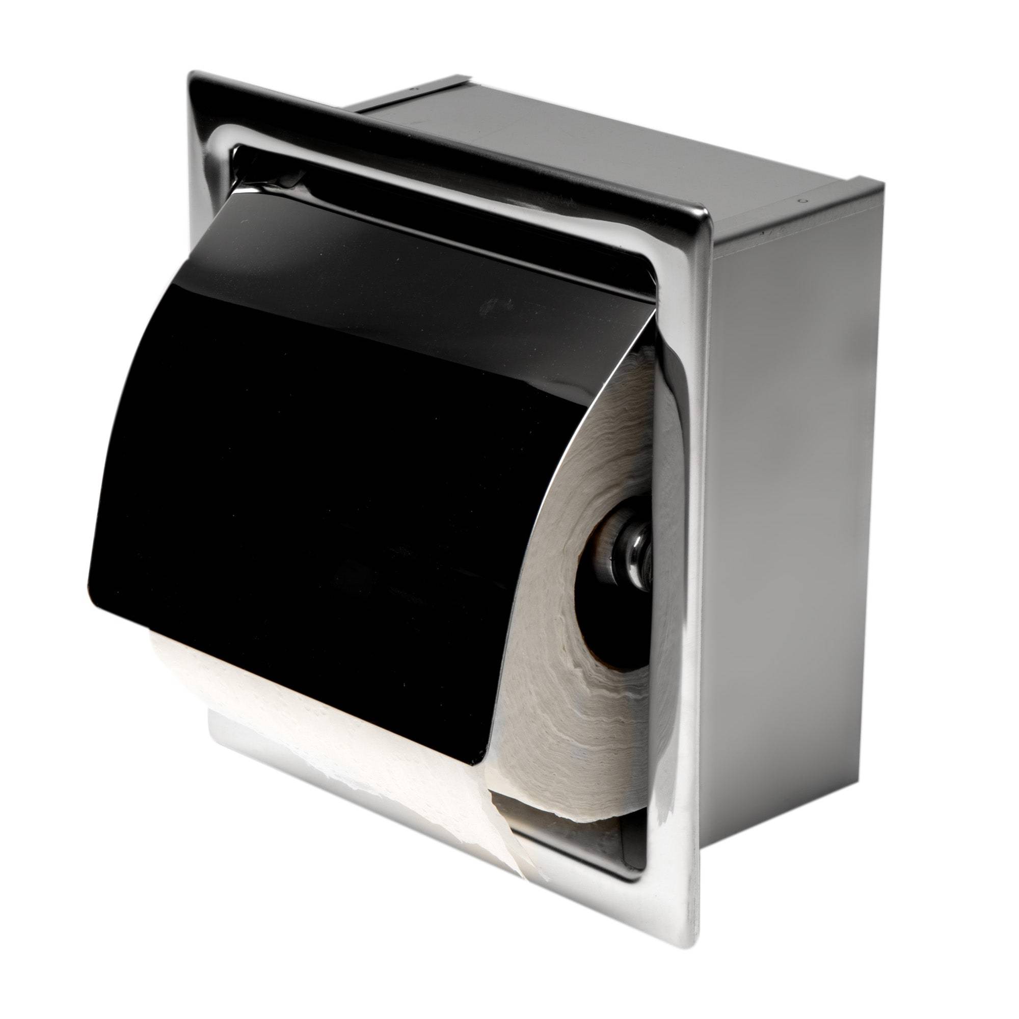 ALFI, ALFI Brand ABTP77-PSS Polished Stainless Steel Recessed Modern Toilet Paper Holder with Cover