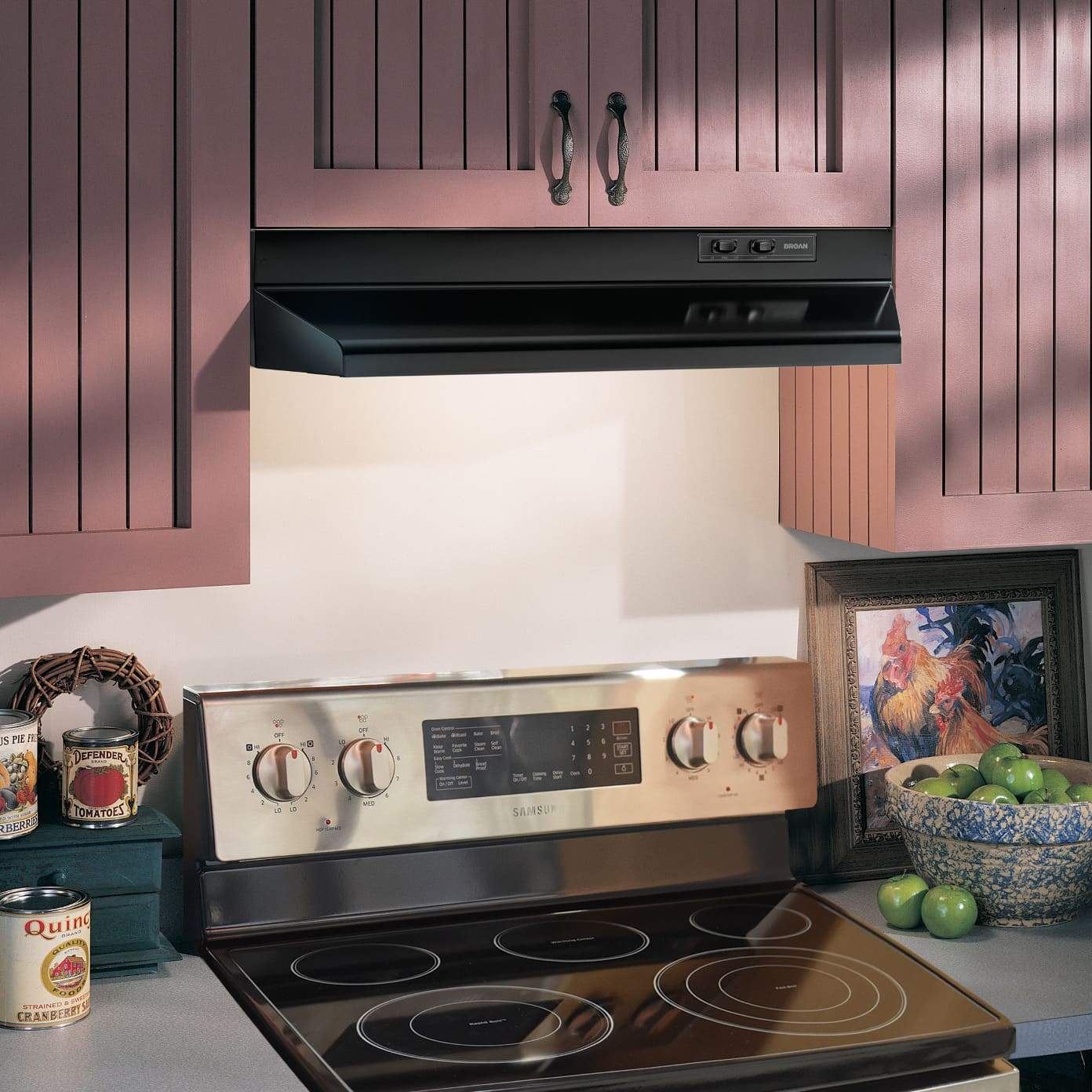 Broan, Broan 42000 Series 30-Inch Under-Cabinet 190 CFM Ducted Range Hood, Black, ADA Compliant