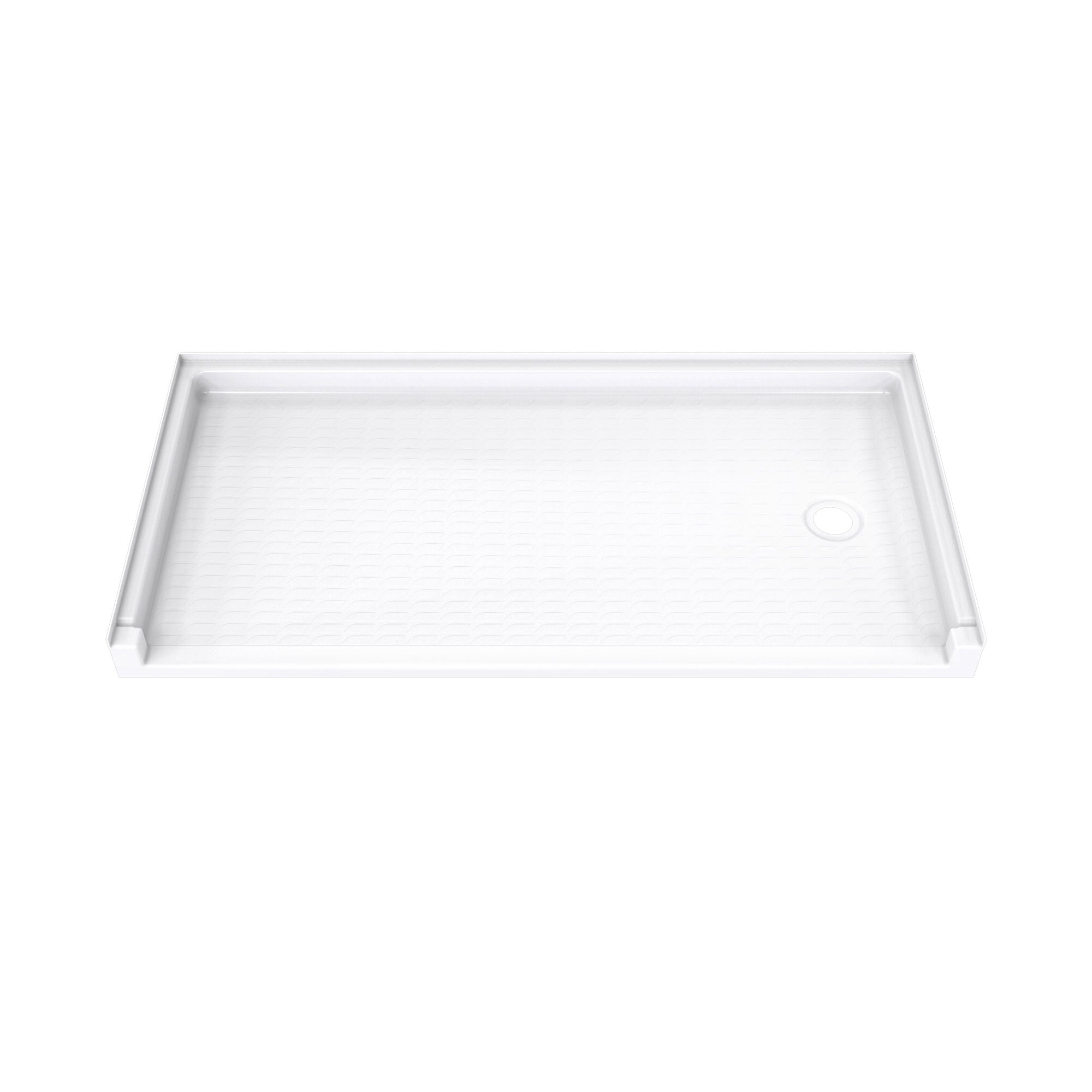 DreamLine, DreamLine B1DS6030LTR0001 DreamStone 30" D x 60" W x 4 3/16" H Right Drain Single Threshold Shower Base in White