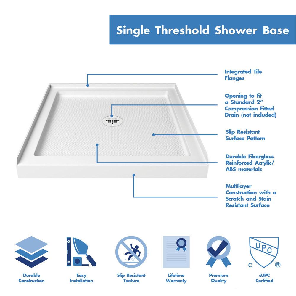 DreamLine, DreamLine DLT-1132320 SlimLine 32"D x 32"W x 2 3/4"H Center Drain Single Threshold Shower Base in White