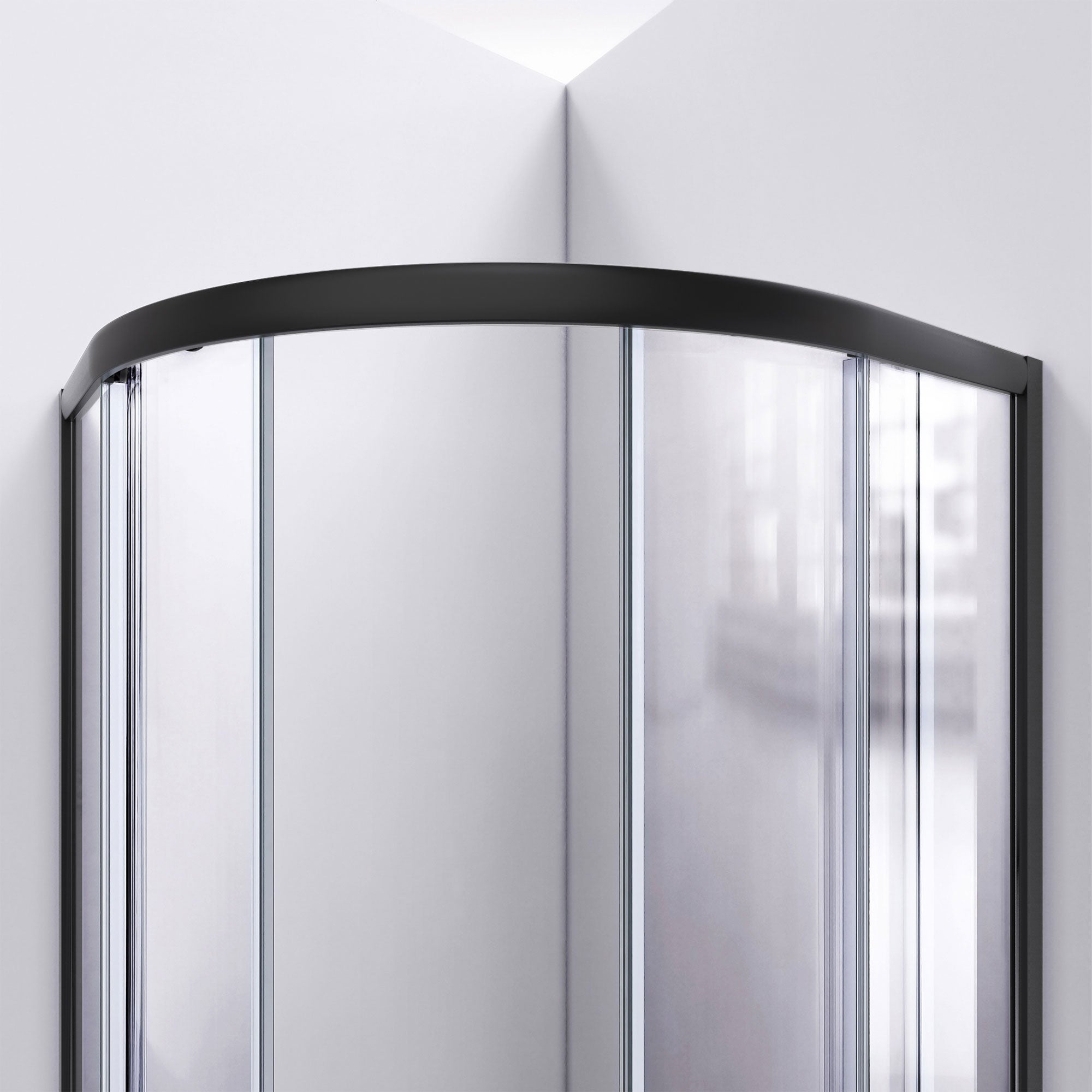 DreamLine, DreamLine E2703333XFQ0009 Prime 33" x 33" x 78 3/4" H Shower Enclosure, Base, and White Wall Kit in Satin Black and Frosted Glass