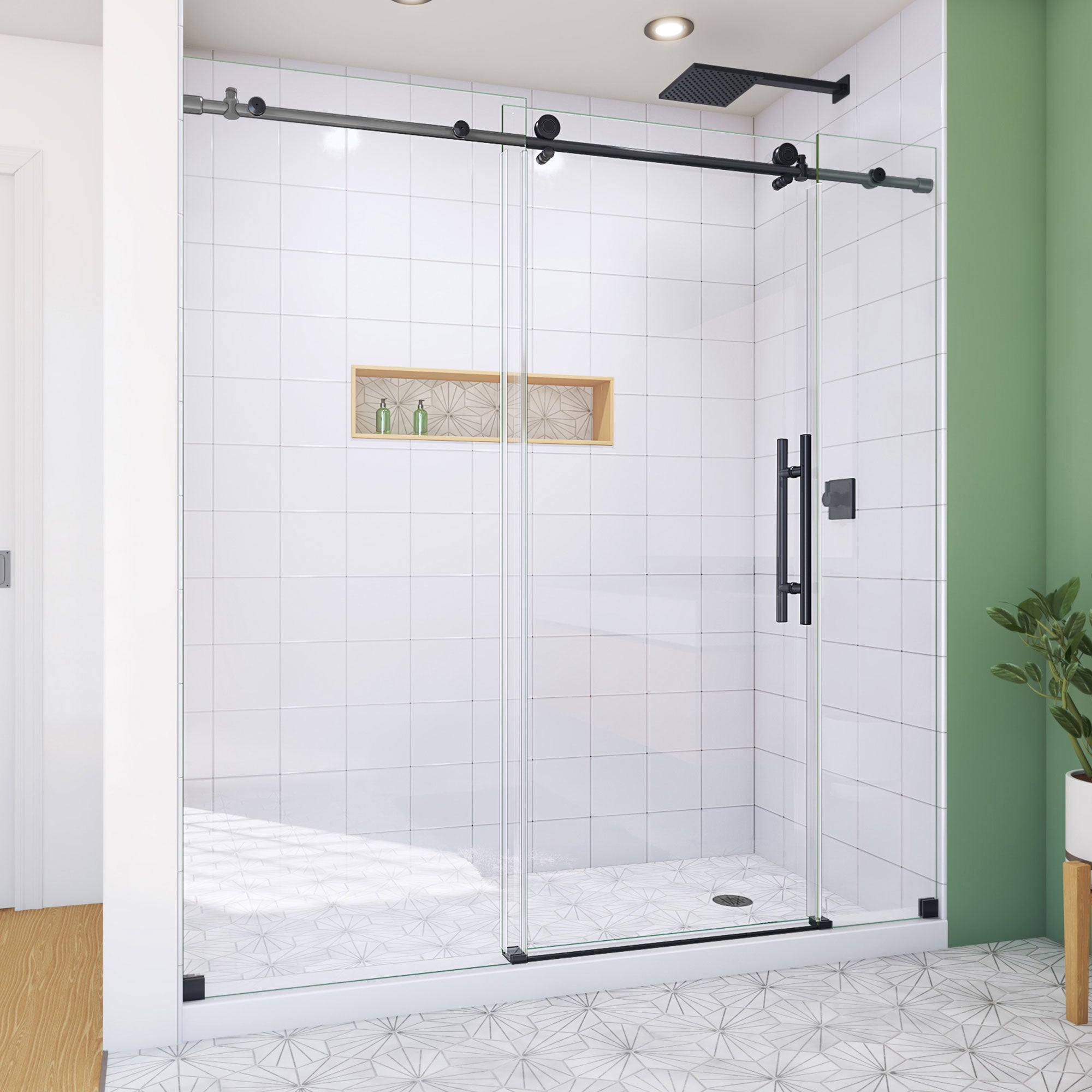 DreamLine, DreamLine SD61720760VDX09 Enigma-X 68-72" W x 76" H Fully Clear Sliding Shower Door in Satin Black