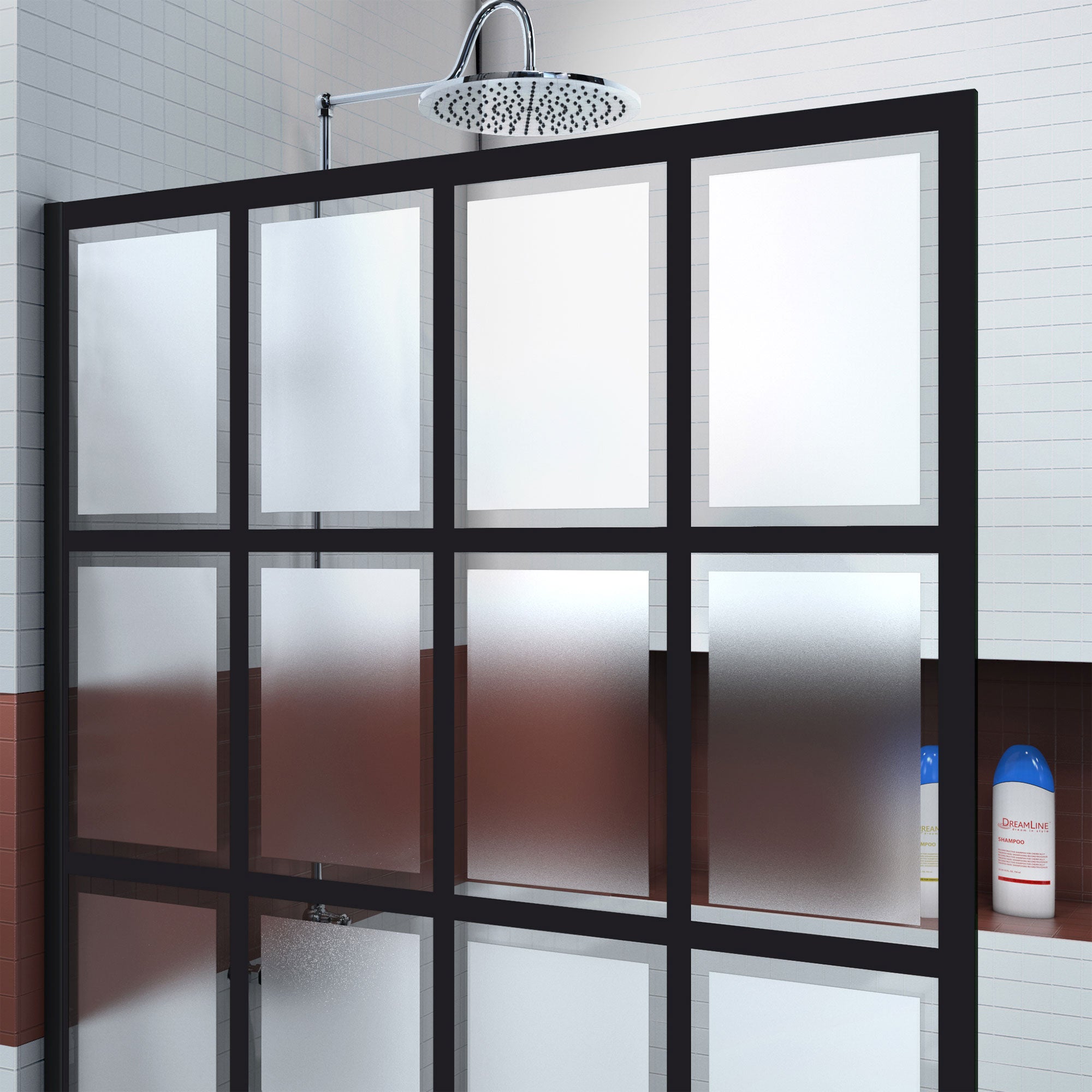 DreamLine, DreamLine SDFL34W720XTX87 Rhone 34" W x 72" H Frameless Shower Screen in Satin Black