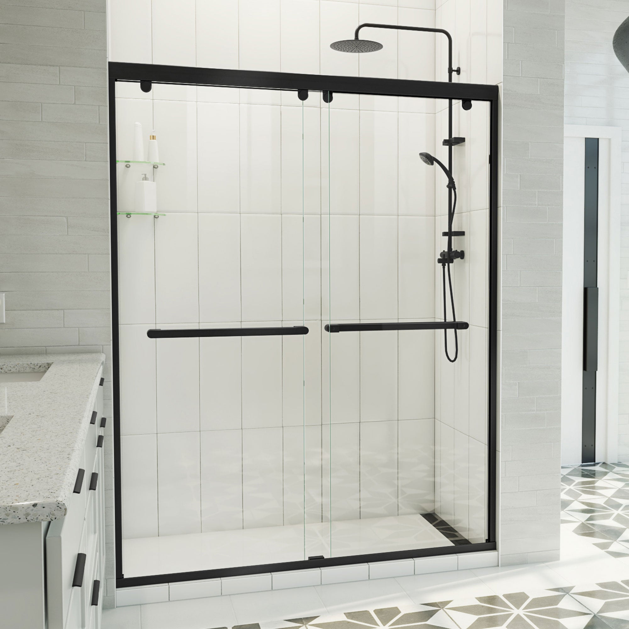 DreamLine, DreamLine SHDR-136076X-09 Charisma-X 56-60" W x 76" H Frameless Bypass Sliding Shower Door in Satin Black