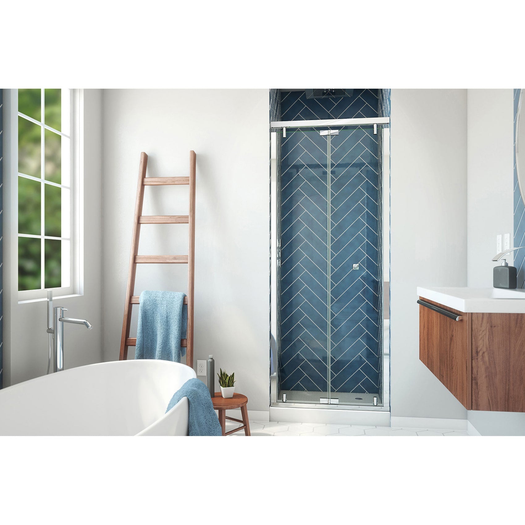 DreamLine, DreamLine SHDR-4532741-01 Butterfly-S 30-31 1/2 in. W x 74 in. H Semi-Frameless Sliding Bi-Fold Shower Door in Chrome