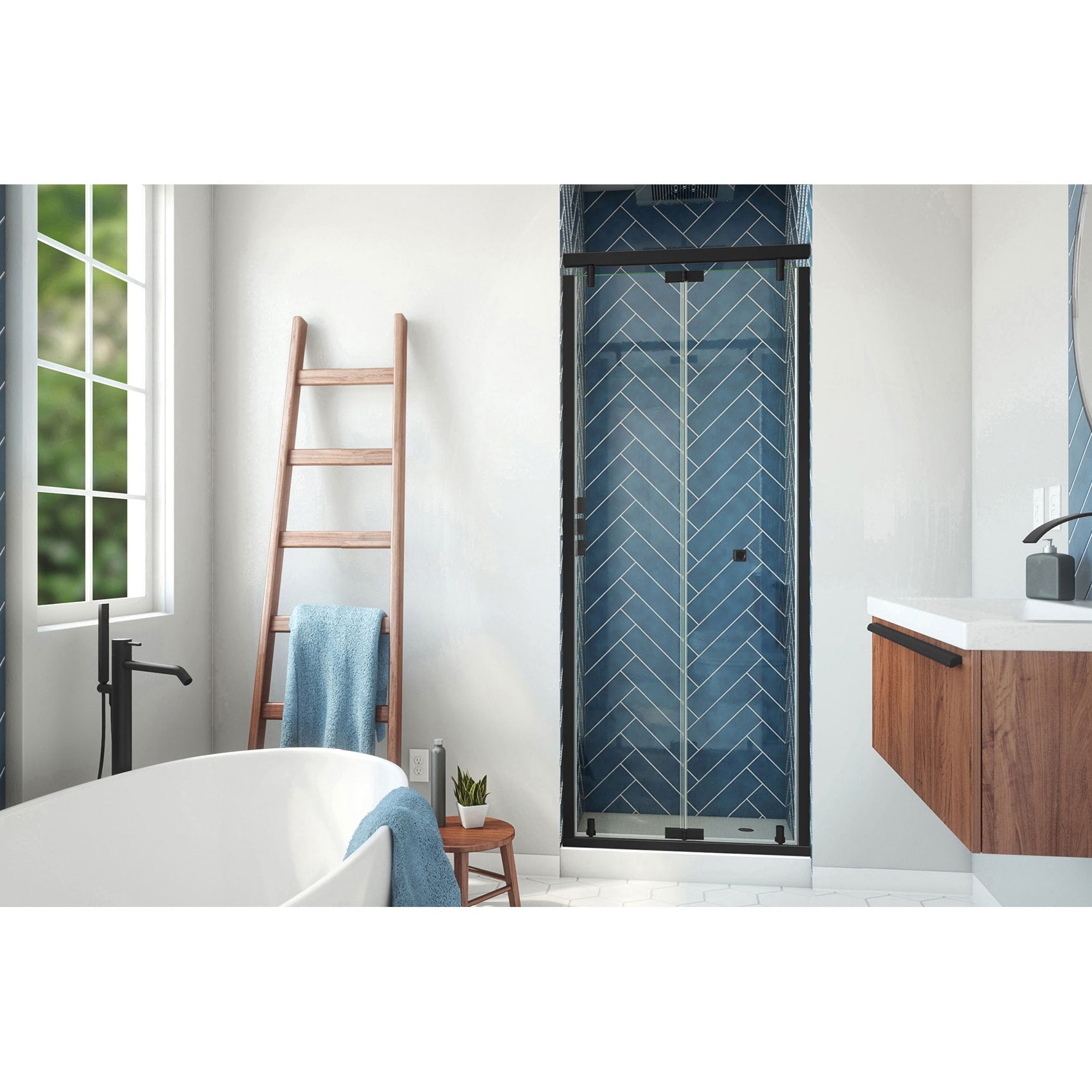 DreamLine, DreamLine SHDR-4532741-09 Butterfly-S 30-31 1/2 in. W x 74 in. H Semi-Frameless Sliding Bi-Fold Shower Door in Satin Black