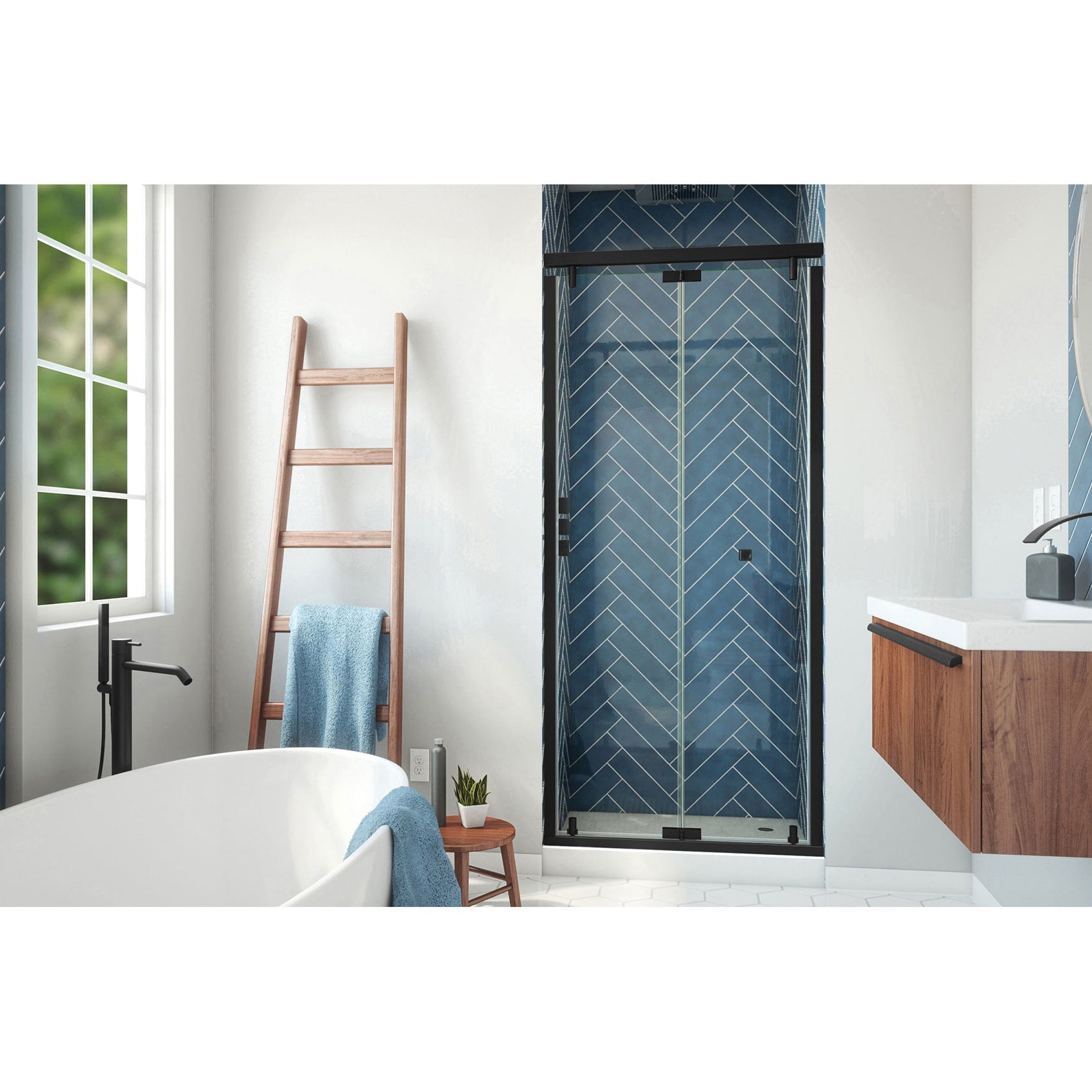 DreamLine, DreamLine SHDR-4536741-09 Butterfly-S 34-35 1/2 in. W x 74 in. H Semi-Frameless Sliding Bi-Fold Shower Door in Satin Black